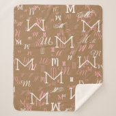 Lichtbruin initiaal M (op maat) koel Sherpa Deken (Voorkant)