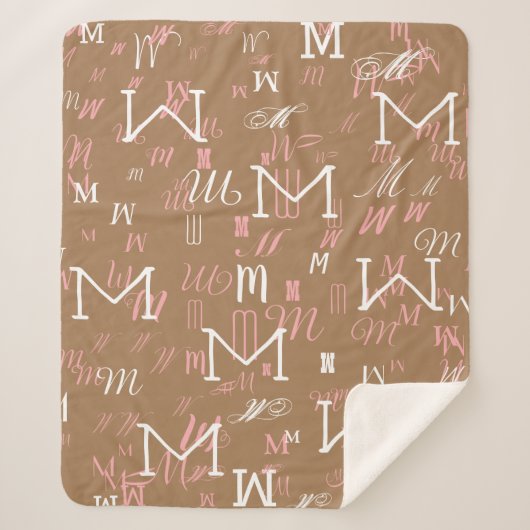 Lichtbruin initiaal M (op maat) koel Sherpa Deken (Voorkant)