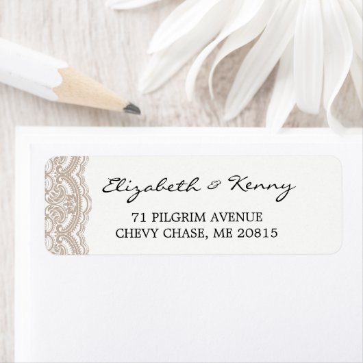 Lichtbruin Lace Return Adres Label (Insitu)