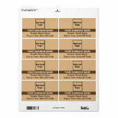 Lichtbruin met gemarkeerde merknaam Verzending Etiket (Full Sheet)