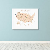 Lichtbruin Nationaal Park Kaart Woodland Nursery Canvas Afdruk (Insitu (Houten vloer))