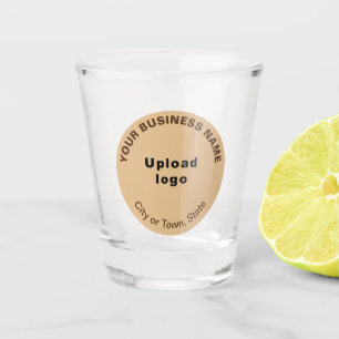 Lichtbruin rond bedrijfsmerk op Shot Glass Glas