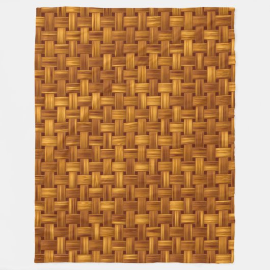 Lichtbruin stoffenpatroon, rieten netwerk, rotan fleece deken (Voorkant)