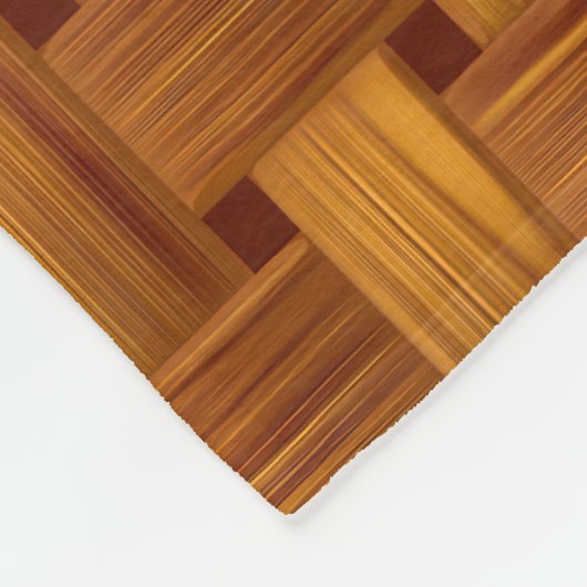 Lichtbruin stoffenpatroon, rieten netwerk, rotan fleece deken (Hoek)