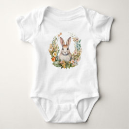 Lichtbruin/Tan Bunny Konijn met bloemen Romper