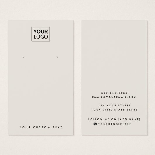 Lichtbruine, aangepaste logo-oorenkaart visitekaartje (Voorkant /achterkant)