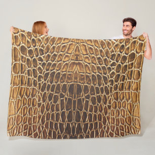 Lichtbruine Alligatorhuidprint Fleece Deken