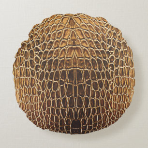 Lichtbruine Alligatorhuidprint Rond Kussen