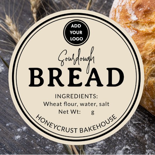 Lichtbruine Bakkerij Sourdough Brood Label Sticker