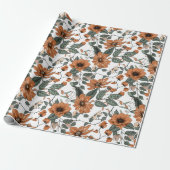 Lichtbruine bloemen naadloos patroon cadeaupapier (Uitgerold)