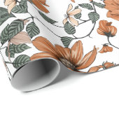 Lichtbruine bloemen naadloos patroon cadeaupapier (Rol Hoek)