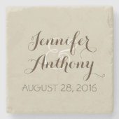 Lichtbruine bruiloft onderzetters (Voorkant)