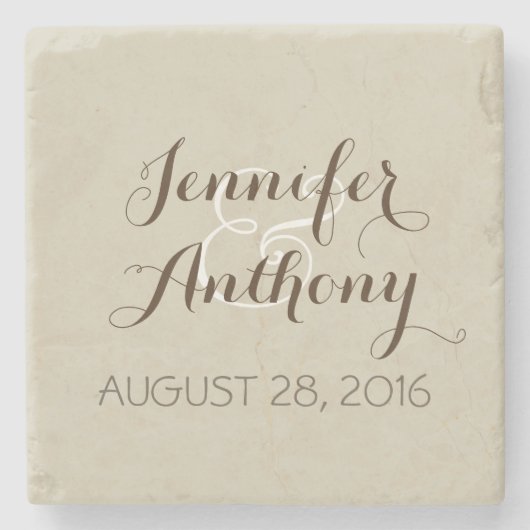 Lichtbruine bruiloft onderzetters (Voorkant)