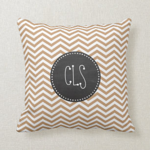 Lichtbruine Chevron Stripes; Krijtbord Kussen