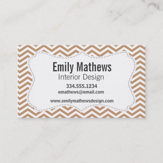 Lichtbruine Chevron Stripes Visitekaartje (Voorkant)