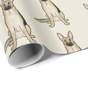 Lichtbruine en zwarte Duitse Herdershonden Patroon Cadeaupapier