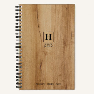Lichtbruine fineer klassiek monogram notitieboek