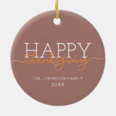 Lichtbruine Happy Thanksgiving Keramisch Ornament (Achterkant)