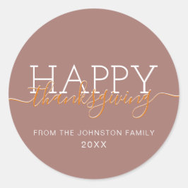 Lichtbruine Happy Thanksgiving Ronde Sticker