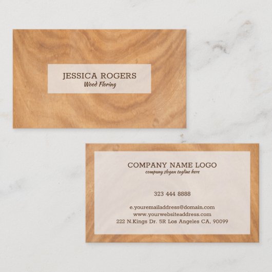 Lichtbruine houten textuur visitekaartje (Voorkant / Achterkant)