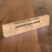 Lichtbruine houtextuur naambordje (Zijkant)