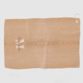 Lichtbruine houtnerf Custom Monogram Golfhanddoek (Horizontaal)