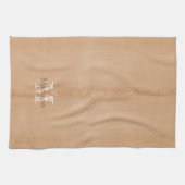 Lichtbruine houtnerf Custom Monogram Theedoek (Horizontaal)