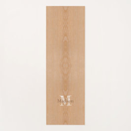 Lichtbruine houtnerf Custom Monogram Yogamat