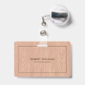 Lichtbruine houtnerftextuur badge (Back with Retractable)