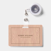 Lichtbruine houtnerftextuur badge (Front with Retractable)