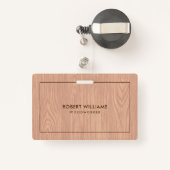 Lichtbruine houtnerftextuur badge (Achterkant met intrekbare)