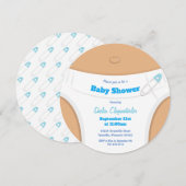 Lichtbruine huid & luier blauw | Baby Shower Kaart (Voorkant / Achterkant)