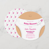 Lichtbruine huid & luier roze | Baby Shower Kaart (Voorkant / Achterkant)