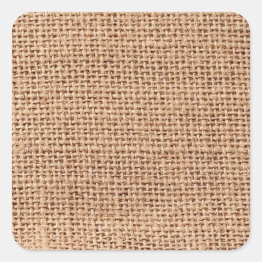 Lichtbruine juten zak achtergrond vierkante sticker (Voorkant)