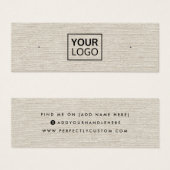Lichtbruine linnen logo-achterringingskaart mini visitekaartjes (Voorkant /achterkant)