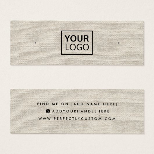 Lichtbruine linnen logo-achterringingskaart mini visitekaartjes (Voorkant /achterkant)