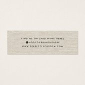 Lichtbruine linnen logo-achterringingskaart mini visitekaartjes (Achterkant)