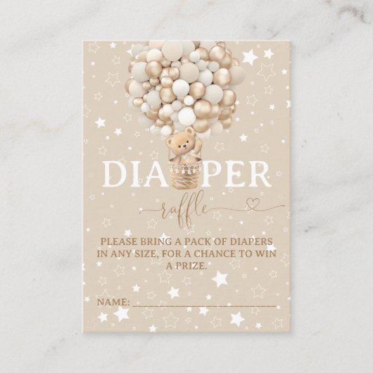 Lichtbruine luier loterij Barly wacht baby shower Informatiekaartje (Voorkant)