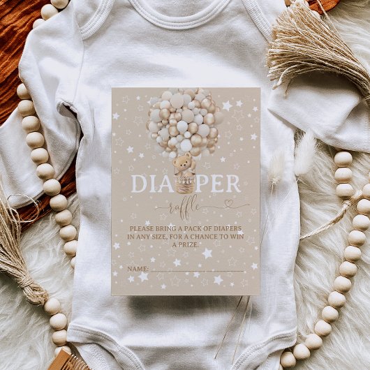 Lichtbruine luier loterij Barly wacht baby shower Informatiekaartje