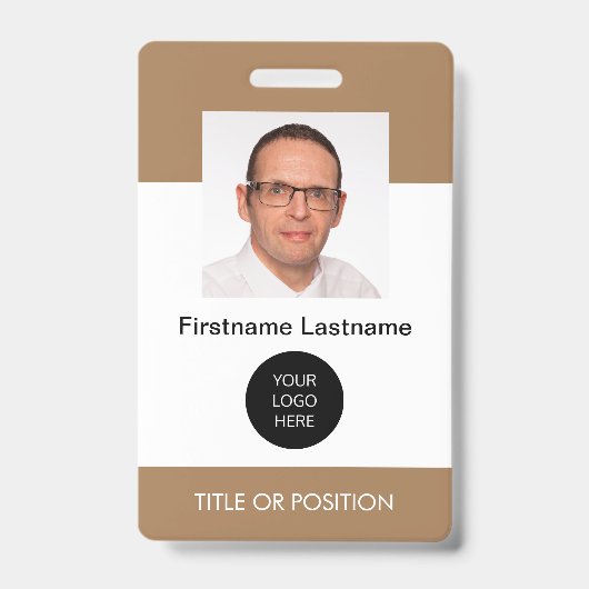Lichtbruine pasfoto naam badge (Voorzijde)