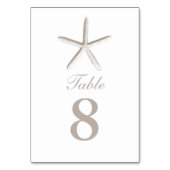 Lichtbruine Starfish Beach Trouwtafel Nummers Kaart (Voorkant)