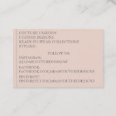 Lichtbruine stof designer mode couture visitekaartje (Achterkant)