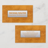 Lichtbruine versleten lederen achtergrond visitekaartje (Voorkant / Achterkant)