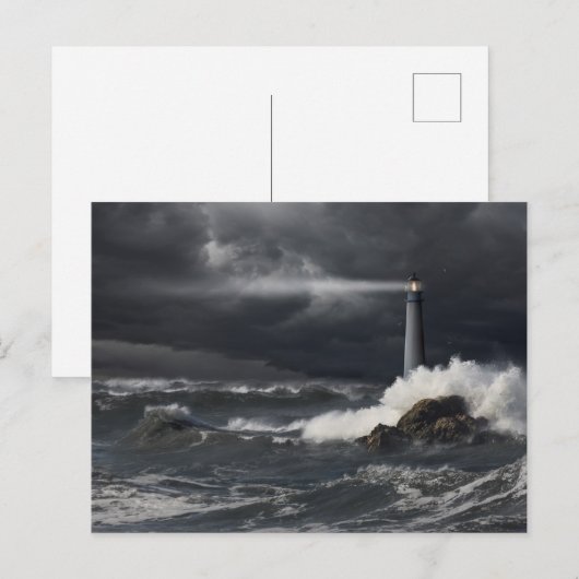 Lichtbundel in de Stormy Ocean Briefkaart (Voorkant / Achterkant)
