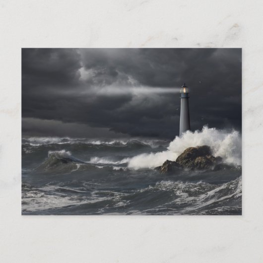 Lichtbundel in de Stormy Ocean Briefkaart (Voorkant)