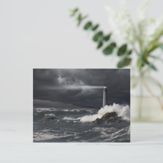 Lichtbundel in de Stormy Ocean Briefkaart (Staand voorkant)