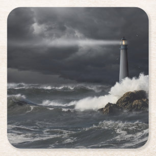 Lichtbundel in de Stormy Ocean Kartonnen Onderzetters