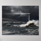 Lichtbundel in de Stormy Ocean Poster (Voorkant)