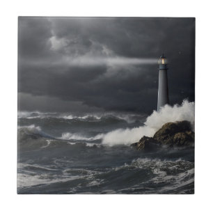 Lichtbundel in de Stormy Ocean Tegeltje