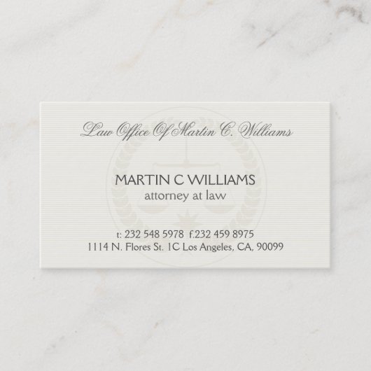 Lichtcrème schaal van Justitie Watermerk Business  Visitekaartje (Voorkant)